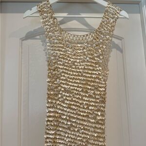 Gold Shell Sequin Sleeveless Top